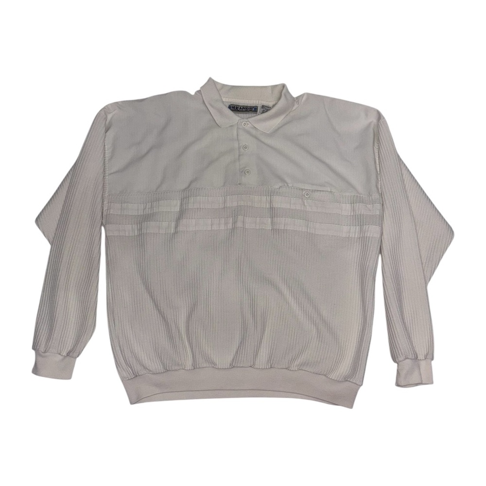 VTG 70's Hukapoo Huk-A-Poo Mens Cream 1/4 Button Pullover Sweatshirt Size XL
